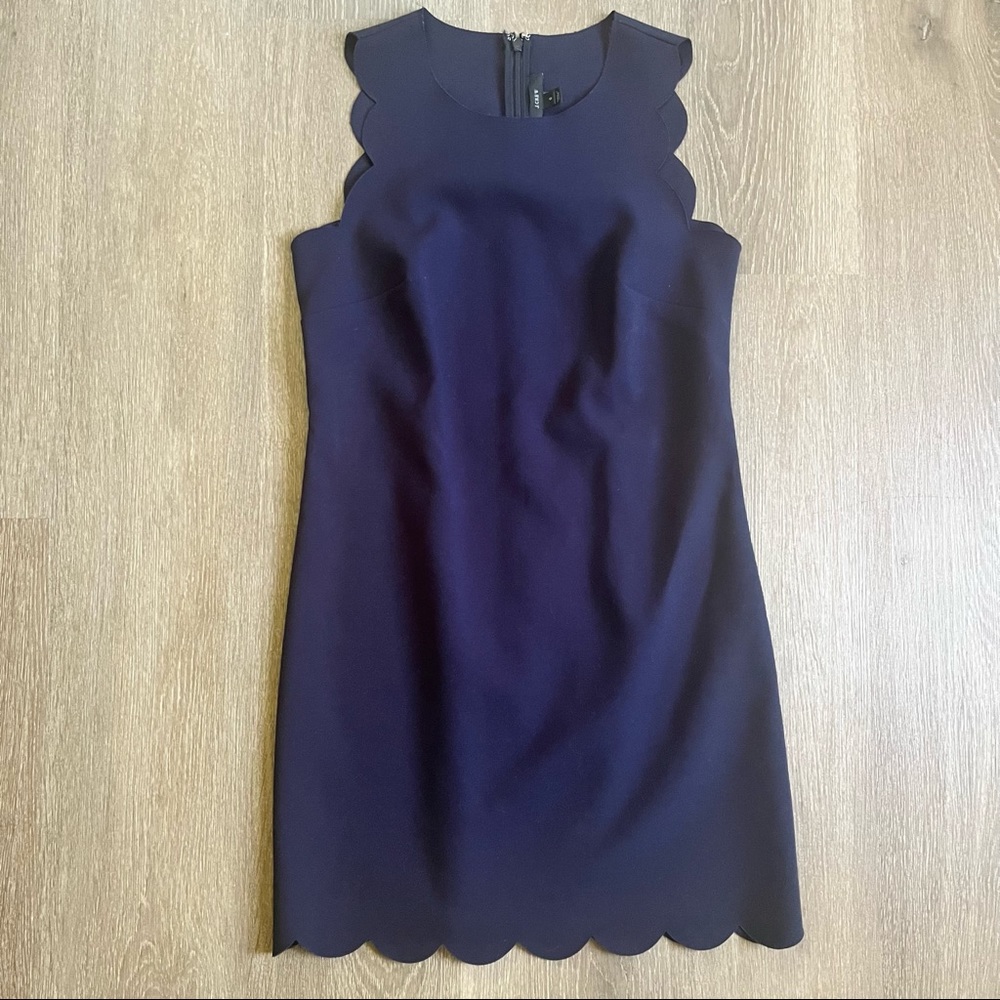 J.crew navy blue scallop shift dress - Picture 2 of 10